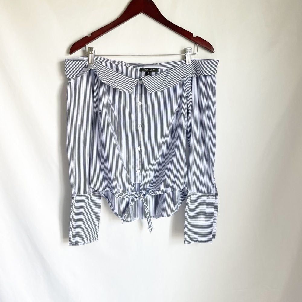 π’Romeo & Juliet Couture Blue White Striped Blouse S - Picture 1 of 8